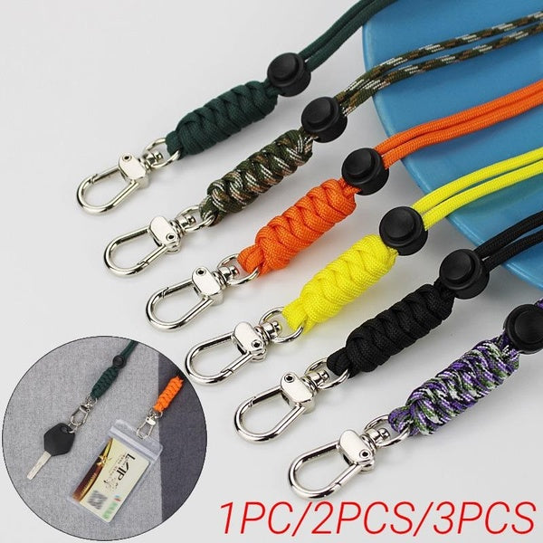 Lanière paracorde avec fermoir, lanière de cou Anti-perte, porte-clés, lanière de téléphone pour porte-Badge de carte d'identité et clés, 1 pièce-2 p