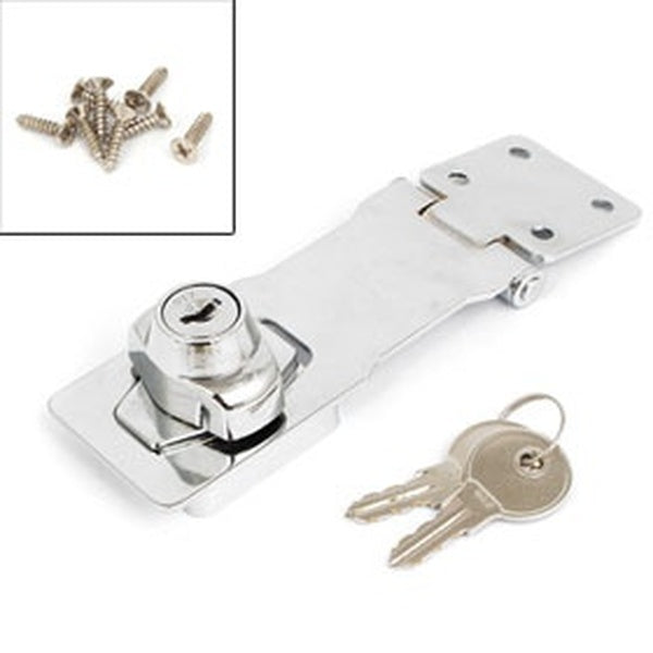 Home Office Drawer Locking Hasp Door Latch Lock Catch 4 Inch Long w 2 Keys