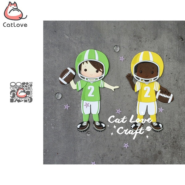 Rugby hommes athlètes métal coupe matrices Scrapbooking pochoir découpes fabrication de cartes bricolage décoratif artisanat gaufrage nouvelles matri