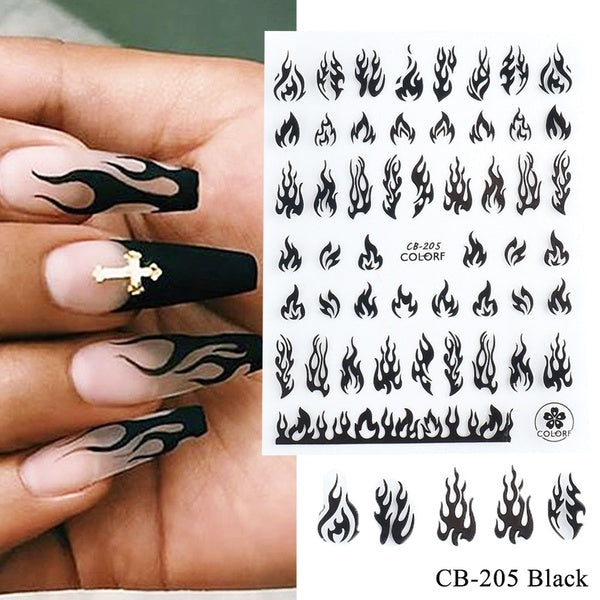 Holographic Fire Flame 3d Nail Art Sticker Decals Jewelry Stuff Accessories Diy Nail Slider Nail Tattoo Art Decoration Tool