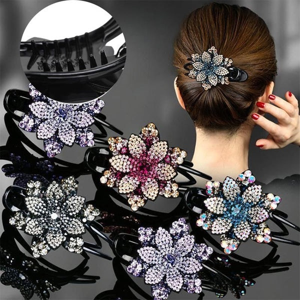 Fashion Rhinestone Flower Hair Claws for Women Duckbill Hair Clips Ponytail Hair Accessories Matron Inn