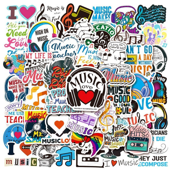 10-50Pcs Inspirational Music Stickers Rock Band Music Graffiti Stickers for DIY Luggage Laptop Skateboard Motorcycle Bicycle Stickers