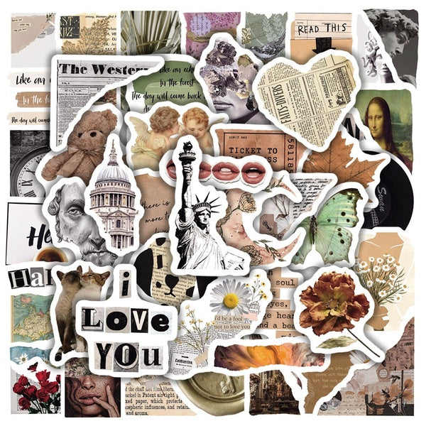 4 Style- 50pcs Vintage Stickers Old Times Style graffiti Stickers for DIY Luggage Laptop Skateboard Motorcycle Bicycle Stickers