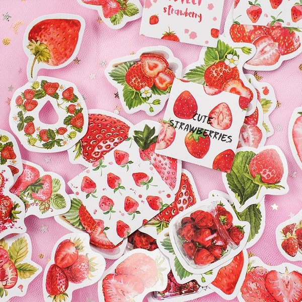 46 pièces mignon fruits fraise en boîte Scrapbooking autocollants étiquette décorative Journal papeterie Album téléphone Journal planificateur