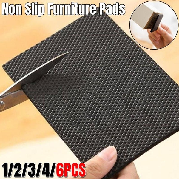 1-2-3-4-6pcs Non Slip Self Adhesive Furniture Pads, Cuttable Anti Scratch Floor Protectors, Rubber Heavy Duty Furniture Pad for Any Furniture and App