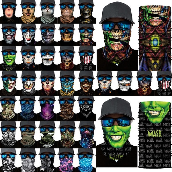 FUNNY Joker Skull Neck Gaiter Riding Half Face Tube Scarf UV Protection Motorcycle Headwear Balaclava Bandana Scarves