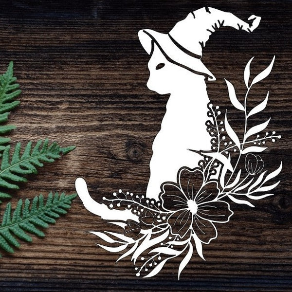 Set of 2 Witch Cat Vinyl Decal For Bumper Sticker