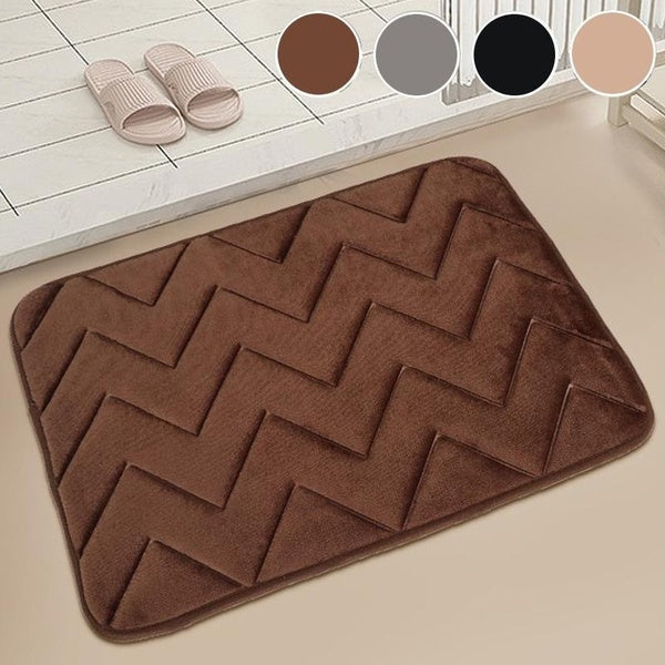 Bath Mat Coral Fleece Bathroom Carpet Toilet Floor Mat Water Absorption Non-slip Memory Foam Absorbent Washable Rug(40x60cm)