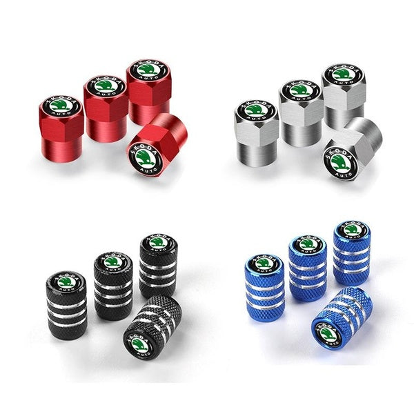 4Pcs Valve Car Wheel Tire Valve Caps For Skoda Octavia Rapid Kodiaq Karoq Fabia Kamiq Superb Derivative VisionS Yeti Scala Enyaq