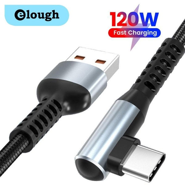 Elough 6A Fast Charge Tpye C 90 Degree Elbow Data Cable For Game Phone Cable For Iphone15 series For Samsung Xiaomi Huawei Type C Wire