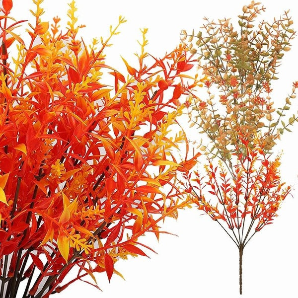 1-6 PCS Artificial Plants, Indoor And Outdoor Artificial Autumn Flowers Plastic Plants Fake Plants Shrubs Flower Decorations UV Resistant And Fade-Fr