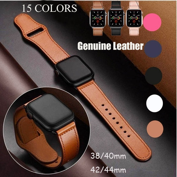 Leather strap for Apple watch band 44mm 40mm 42mm 38mm 44 mm Smartwatch soft breathable Accessories Sport bracelet for iWatch series SE 6 3 4 5 2 1