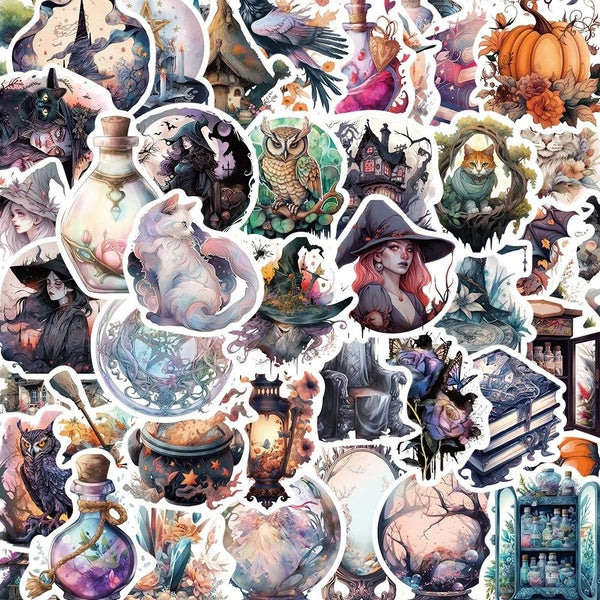10-50PCS Witchy Apothecary Graffiti Stickers Witch Sticker Astrology Tarot Goth Waterproof for DIY Luggage Laptop Skateboard Motorcycle Bicycle Stick