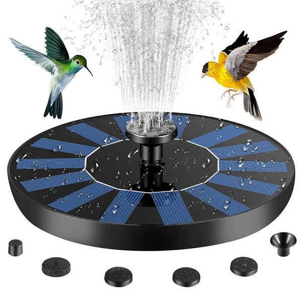 Energy-Saving Solar Panel 1.5W Upgraded with 7 Nozzles & 4 Fixer Solar Fountain Pump,Floating Solar Fountain Pump for Bird Bath,Pond,Pool,Aquarium,Fi