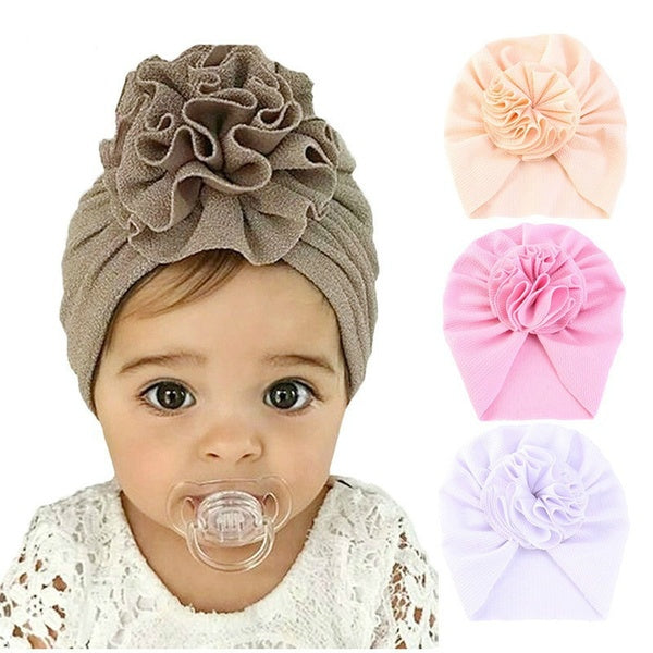 1PC Newborn Baby Hat Pleated Flower Baby Turban Beanie Hats Infant Toddler Girl Bonnet Kids Hair Accessories
