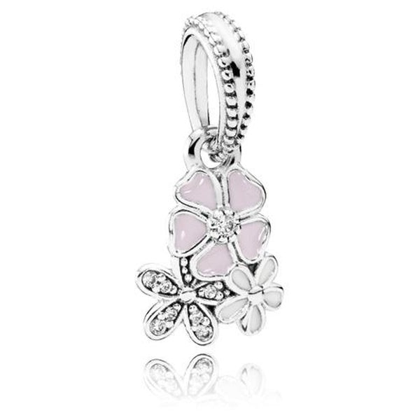 Pendentifs de fleurs poétiques en argent sterling 925 avec perle de charme en émail mélangé