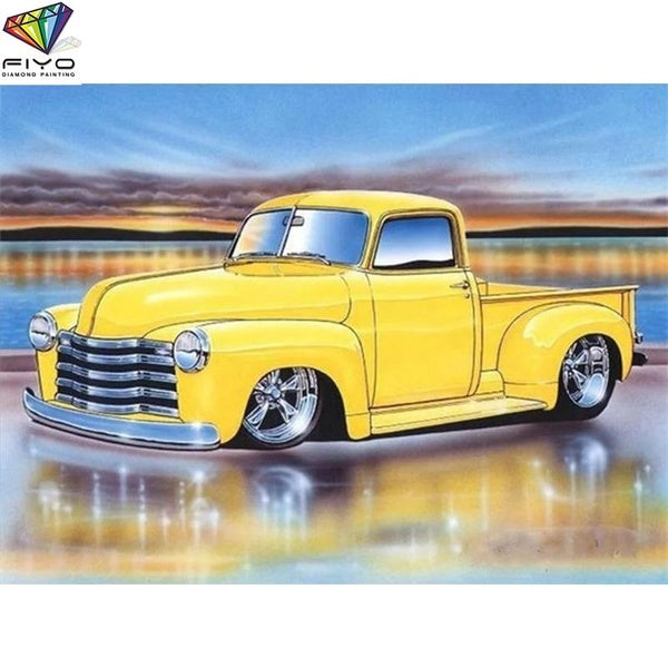 FIYO Cars DIY 5D Diamond Painting Full Drill with Number Kits Home and Kitchen Fashion Mosaic Diamond Painting Canvas Wall Decoration Gift Crafts for