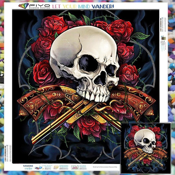 Skull and Rose DIY 5D Diamond Painting Full Drill with Number Kits Home and Kitchen Fashion Crystal Rhinestone Cross Stitch Embroidery Paintings Canv