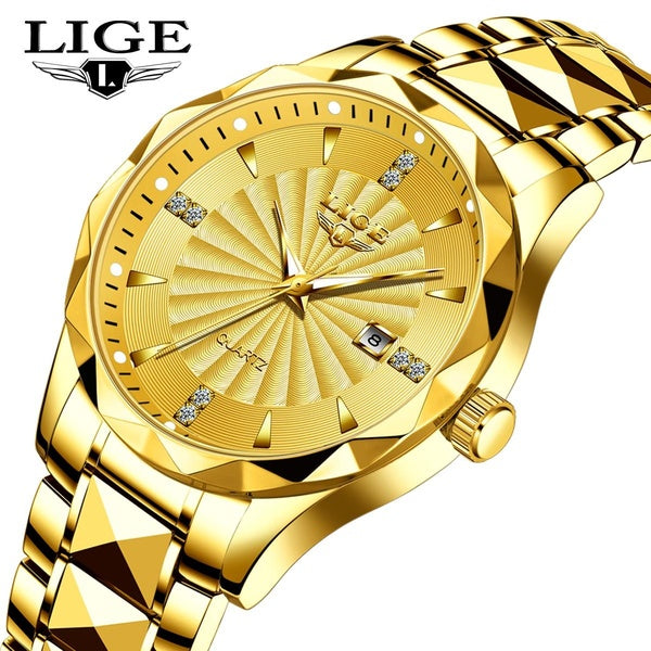 Montre à quartz classique LIGE pour homme et femme, design créatif avec pointeur en diamant, montre de luxe étanche de marque supérieure