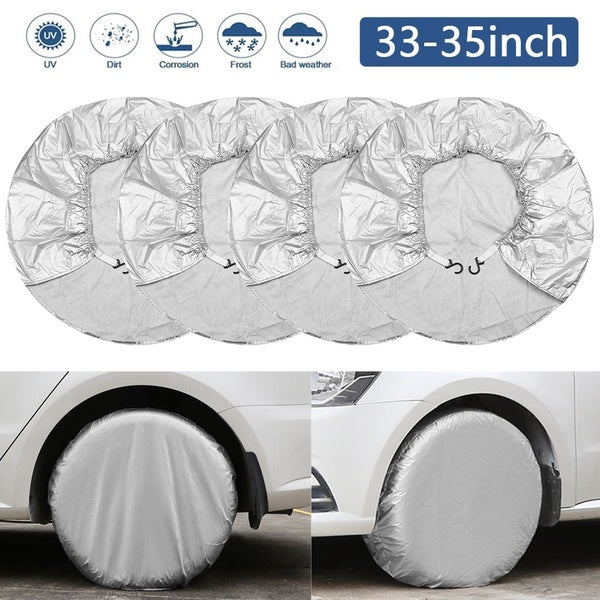4PCS 33-35inch Universal Waterproof Tire Covers Protectors for Car RV SUV Truck Trailer Camper Wheel Rim Sun Protector