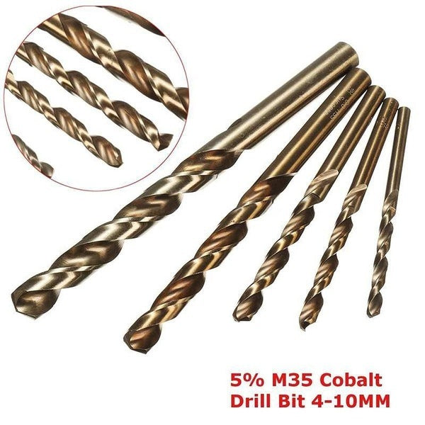 5pcs 4-5-6-8-10mm HSS-CO High Speed Steel 5% Cobalt Twist Drill Bits Set