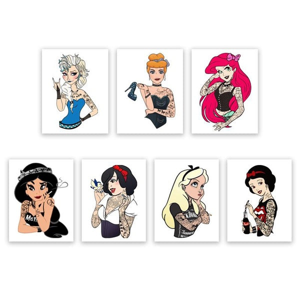 Punk Princess Poster Canvas Painting Cool Tattoo Girls Art Print Decorative Pictures Bar Cafe Tattoo Shop Trendy Wall Decor No Frame