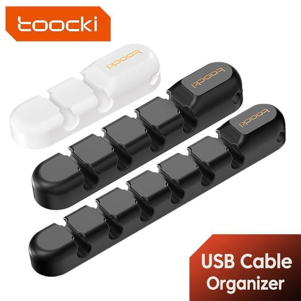 Toocki 3-5-7 Clips Cable Organizer Silicone USB Cable Winder Desktop Tidy Management Clips Cable Holder For Mouse Headphone Wire Home Office Supplies