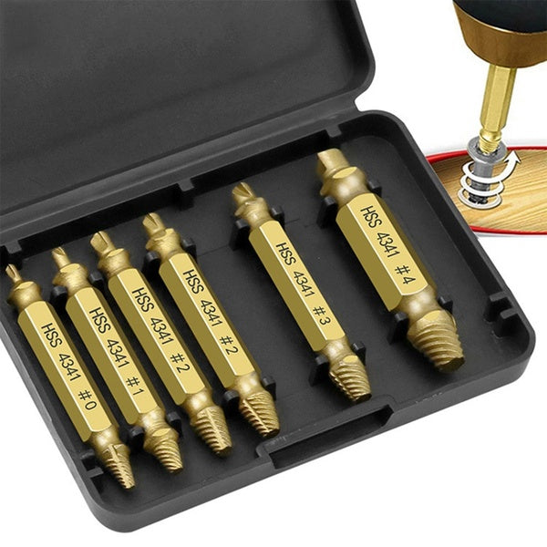 6cps-Set HSS Drill Bit Set Broken Head Screw Removal Tool Bolt Screw Extractor Breaker Screw Remover Stripping Tool