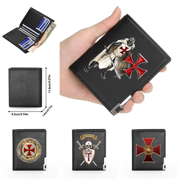 Personalitzation Knights Templar Design Printing Classic Men Women PU Leather Wallet Billfold Slim Credit Card Holders Order of the Knights Templar S