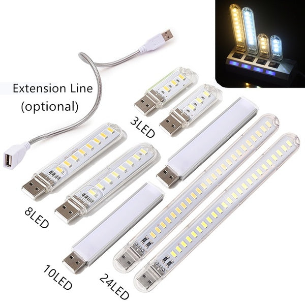 3-8-10-24 LED Mini Portable USB 5V LED veilleuse lampe de Camping de lecture pour ordinateur portable Gadget apprentissage lampe de lecture