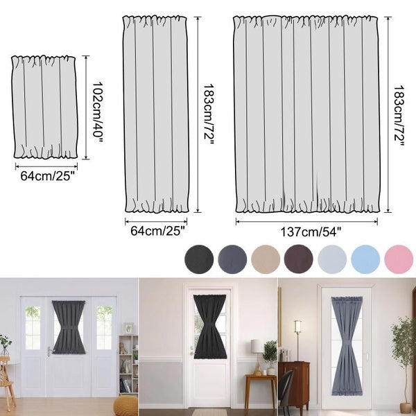 1 Panel Blackout French Door Curtain, 25"W X 40"L-25"W X 72"L-54"W X 72"L French Door Curtains Blackout Thermal Insulated Sidelight Door Privacy Pane