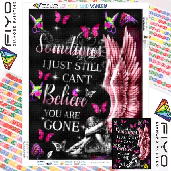 FIYO Butterfly and Angel DIY 5D Diamond Painting Full Drill with Number Kits Home and Kitchen Fashion Mosaic Diamond Painting Canvas Wall Decoration