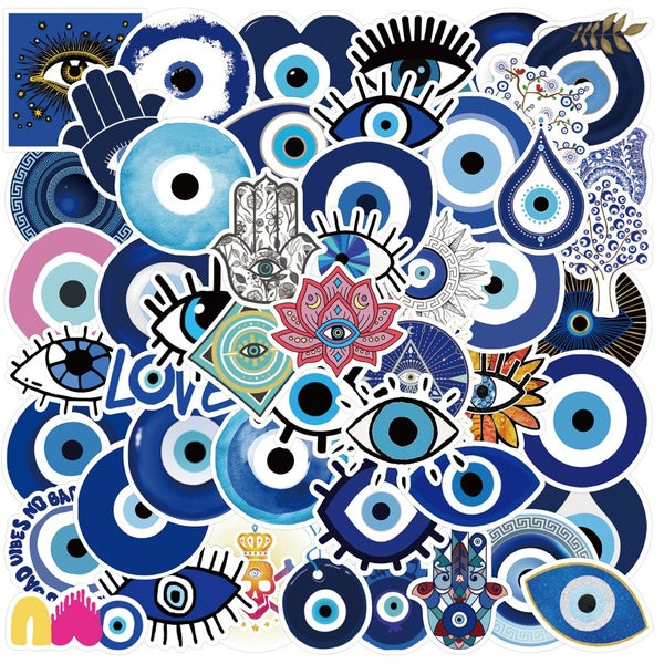 10-50pcs Fatima hand and Evil Eye stickers Blue Eyes graffiti Stickers for DIY Luggage Laptop Skateboard Motorcycle Bicycle Stickers