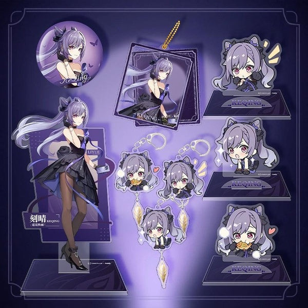 Game Genshin Impact Keqing Linked Peripheral Products Keychain Standing Plates Cosplay Gift Game Collection