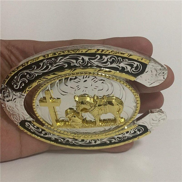 Cross Horse Western Cowboy Belt Buckle For Fashion Men Women Belt Accessories Fit 4cm Wide Belt Matron Inn