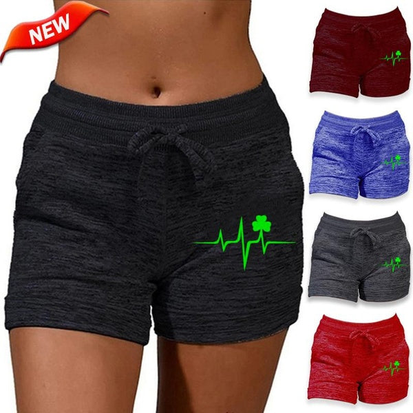 Plus Size Cotton Sports Shorts Summer Womens Breathable Quick-drying Fitness Shorts Yoga Dance Short Pants Casual High Waist Drawstring Stretch Short