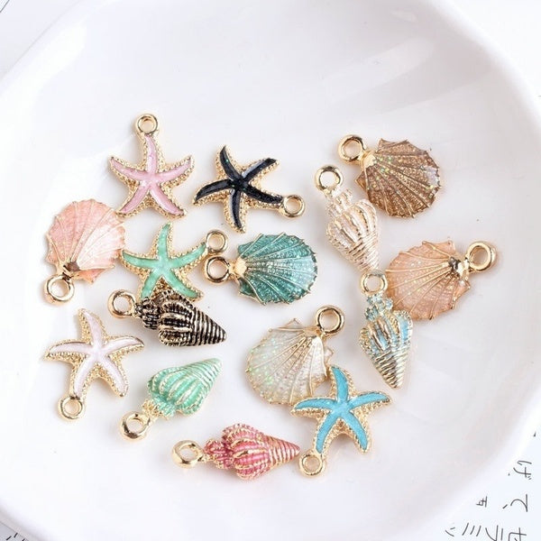 10 Pcs-Set Conch Sea Shell Charms Ocean Pendants Making DIY Handmade Accessories Craft Making or Jewelry Decoration Fashion Accessories Gifts