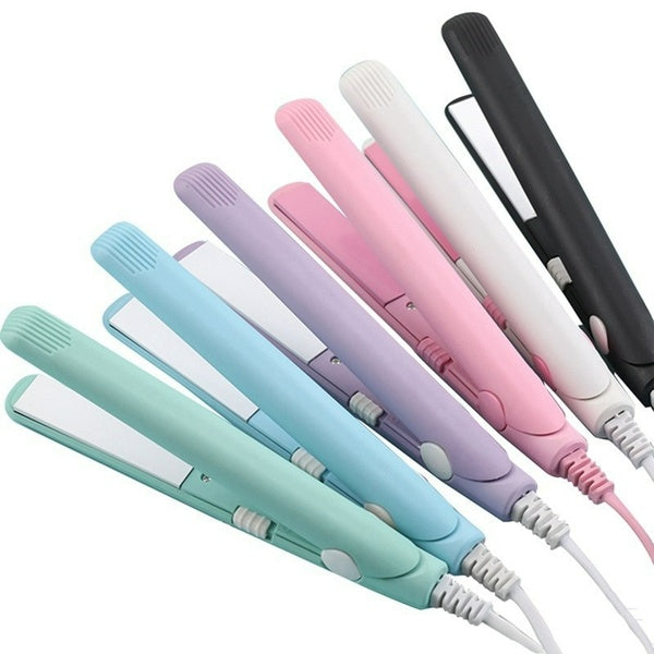 6 Colors Mini Hair Iron Curling Hair Straightening Brush Hot Comb Curling Iron Hair Curler Professional Flat Iron Hair Straightener Manual Heat Seali