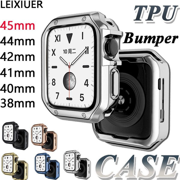 LEIXIUER Sport TPU Cover for Apple Watch Case 8 7 6 SE 41 mm 45 mm 44 mm 40mm 42mm 38mm soft Screen Protector Accessories case for i Watch series 5 4