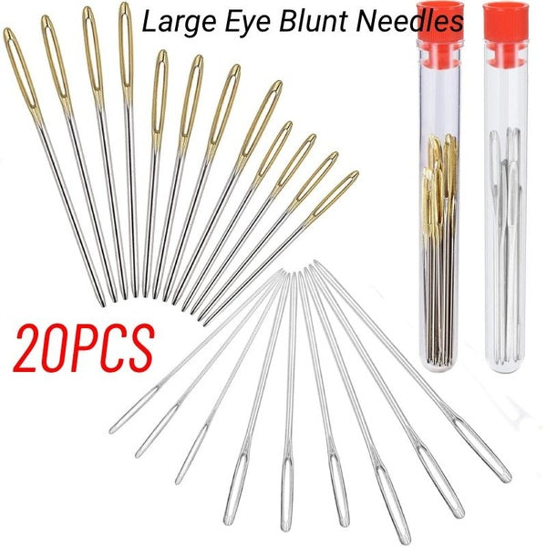 20pcs Large-Eye Blunt Needles, Stainless Steel Yarn Knitting Needles, Sewing Needles with Storage Tube, Crafting Knitting Weaving Stringing Needles,