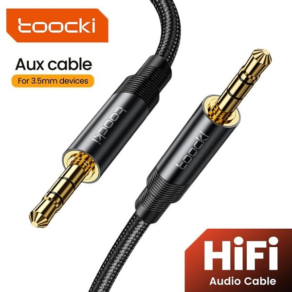 Toocki HiFi 3.5mm Jack Audio Cable (Male to Male) Audio Aux Cable For Car Headphones Mobile Phones Tablets Laptops Soundbox MP3 -MP4 Player