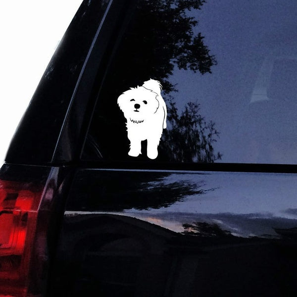 Cute Maltese Dog Decal - Vinyl Car Decal Laptop Decal Car Window Wall Sticker