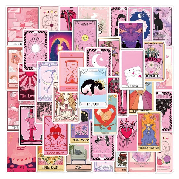 10-55pcs Cute Pink Tarot Stickers Cartoon Graffiti Stickers Poster Notebook Kids Toys Car Laptop Stickers