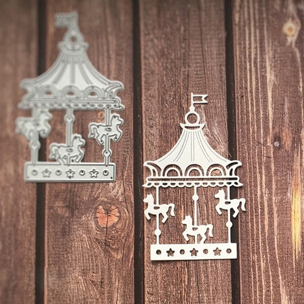Cute Carousel Whirligig Metal Cutting Dies Cut Stencils for Scrapbooking Album Decorative Embossing Paper Dies for Card Making