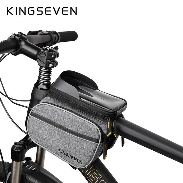 KINGSEVEN Vélo Avant Sac 1.4L Écran Tactile Vélo Téléphone Sac VTT Montagne Route Étanche Top Tube Cadre Sac Vélo Accessoires