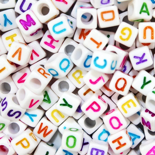 200 Pcs Letter Beads Alphabet Beads for Jewelry Making with Colorful Letters for DIY Bracelets, Necklaces, Educational Toys, Handmade Gift (White Bea