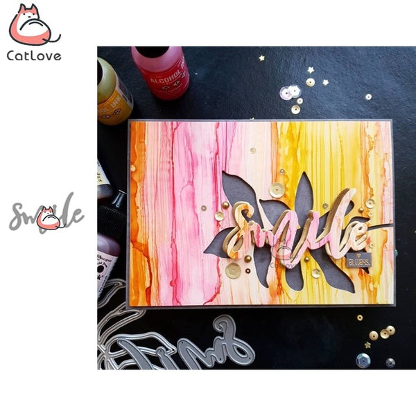 Smile Word Letter Metal Cutting Dies Scrapbooking Stencil Die Cuts Card Making DIY Decorative Craft Embossing New Dies For 2020