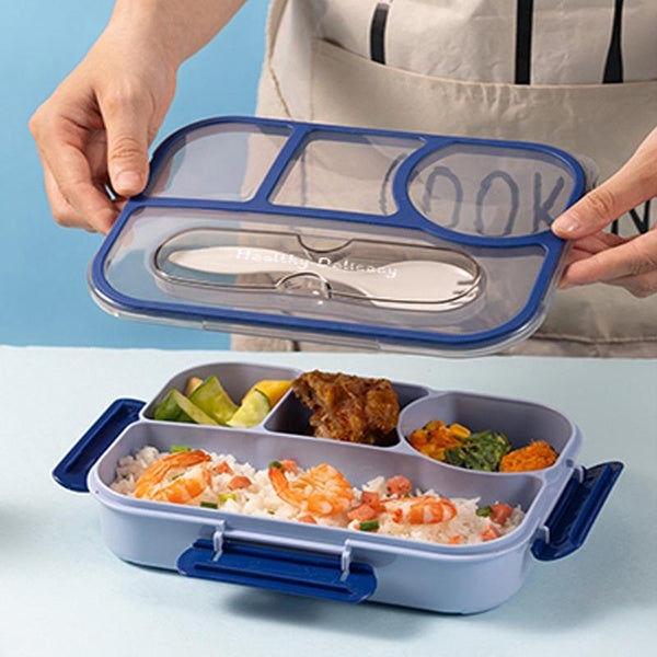1pc 1000ml Lunch Box 4 Compartments Bento Lunch Box Containers for Adults - Kids - Toddler Microwave & Dishwasher & Freezer Safe
