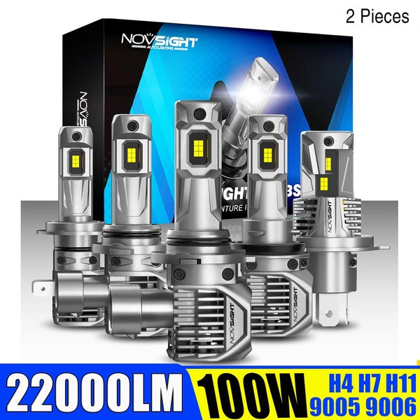 NOVSIGHT Car h7 led Headlight Bulbs Kit H4 H11 9005 9006 led Lamp 100W 22000LM 6500K Car Auto Headlamp Mini 1:1 2pieces