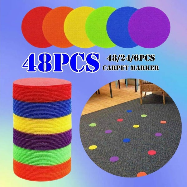 48-24-6pcs Magic Carpet Dots, Carpet Marker Dot Stickers, Multicolor Spot Circle Marker Stickers For Classroom, Carpet Markers, Multi-color Classroom